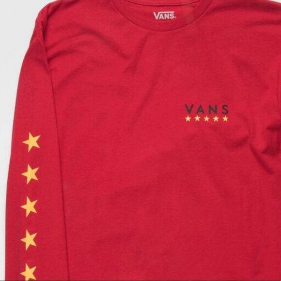 Vans Mens Victory Long Sleeve Crewneck Graphic T-Shirt Red USA Patriotic Stars M - Picture 6 of 10